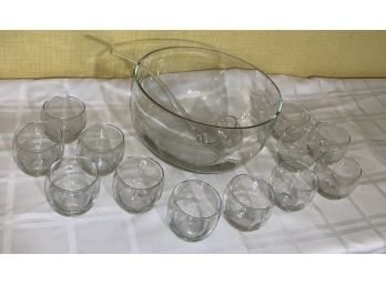 Mid-Century Modern Glass Punch Bowl Set