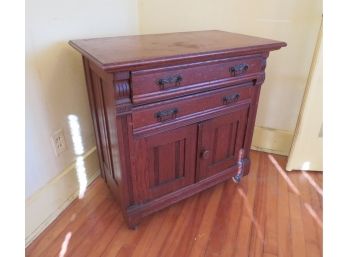 Vintage Oak Commode Dry Sink With Wheels