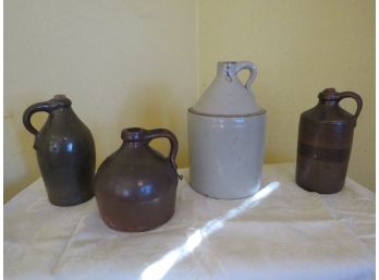 Antique Grouping Of 4 Stoneware  Whiskey Jugs