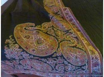 Vintage Embroidered Piano Shawl Paisley Trim