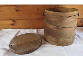 Antique Firkin With Cover & Handle