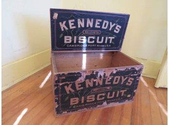 Antique Kennedy Biscuit Wooden Advertising Crate With Cover