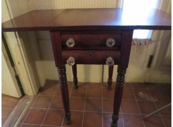 Antique Two Drawer Drop Leaf Work Table