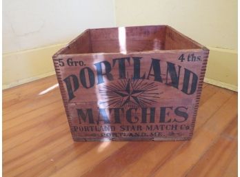 Antique Portland Matches Wooden Advertising Crate