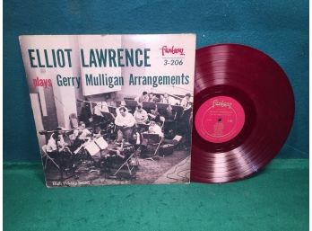 The Elliot Lawrence Band Play Gerry Mulligan On Fantasy Records Mono. Deep Groove Flat Edge Red Vinyl Is VG.