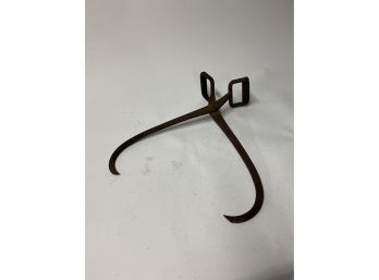 Large Antique Hand-Forged Cast Iron Ice Tongs