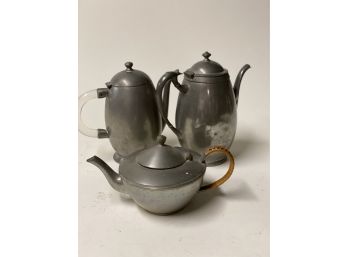 Three Pewter Teapots