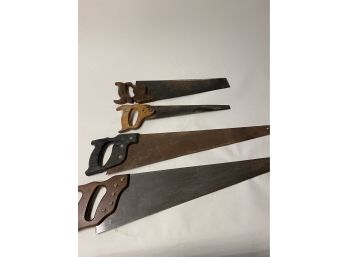 Group Of Four Vintage Handsaws