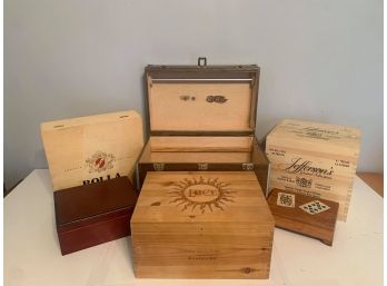 Mixed Wooden Box Lot - Liquor Box, Cigar Box + More