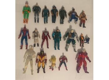 Mixed Vintage & Newer Action Figure Lot - X Men , Spider Man Iron Man + More