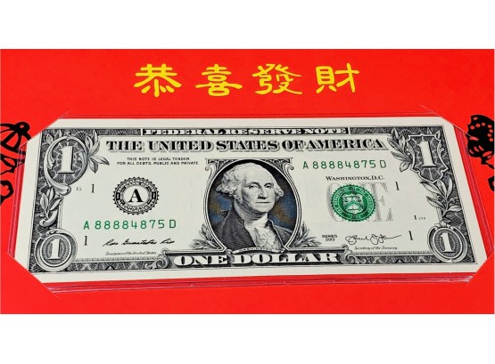 Lucky Uncirculated $1 Dollar Bill--- Boston Federal Reserve Bank