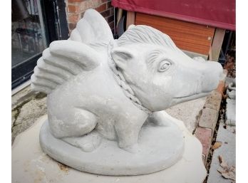 Cement Pig(Boar) With Wings Modern Aztec Looking(New)(12'H--12'l--10'w)