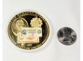 Large Gold Lincoln Commemorative  Replica Coin