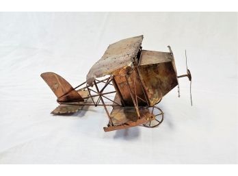 Metal  Bi Plane Replica With Musical Wind Up Song