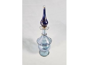 Thin Blue Glass Vintage  Perfume Bottle