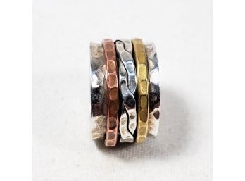 Unique Sterling Silver Copper Bronze Ring