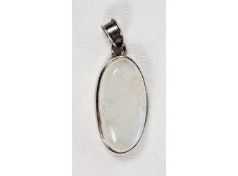 White Quartz Stone Sterling Silver Pendant This Stone Glows Blue In The Light