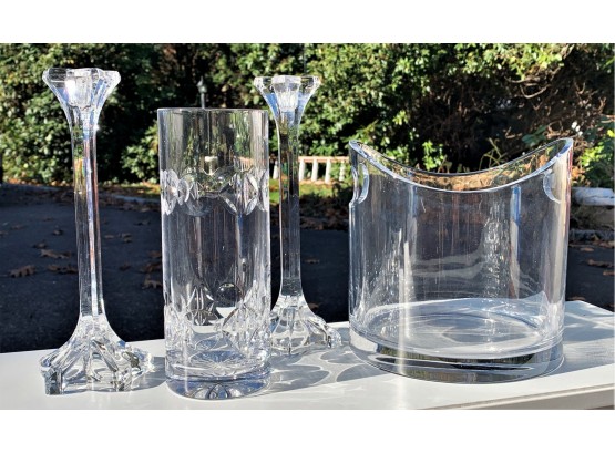 Tiffany & Co. Ice Bucket & Vase Alone With A Pair Of Candlesticks
