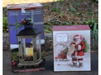 Decorative Christmas Lantern &  Set Of Nostalgic Santa Mugs (New)