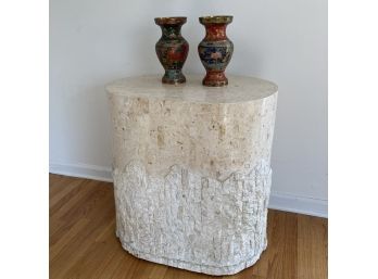 Interesting Small 1970s MCM Console With Travertine? Facing  2*' X 18' X 28 1/2'