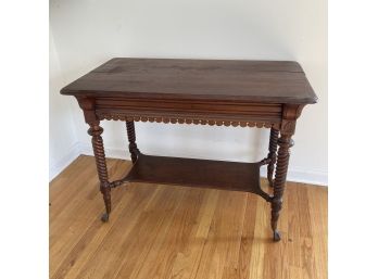 Antique Gothic Revival Side Table With Claw Feet Clutching Balls. 42' X 24' X 31'