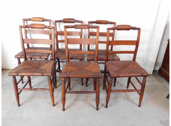 Set Of 6 C-1850 Hitchcock Chairs
