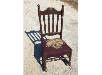 Nice Old Rocking Chair With Needlepoint Seat