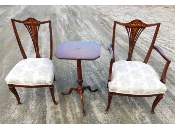 Stunning Pair Of Antique Chairs With Inlay