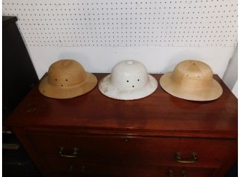 3 Vintage Pithe Helmets