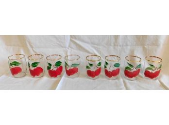 8 C-1940's Hand Painted Glasses Featuring Cherries