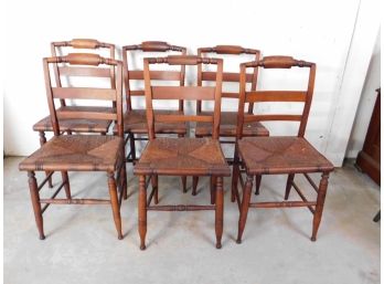 Set Of 6 C-1850 Hitchcock Chairs