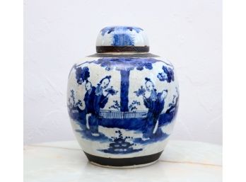 Japanese Blue And White Jar With Lid 1 Of 2