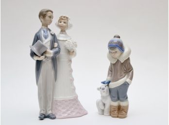 RARE LLADRO Porcelain Bride And Groom And Eskimo Boy