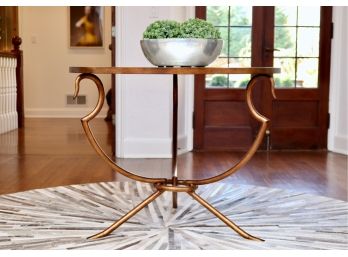 Round Gold Hand Painted Mirror Top Table
