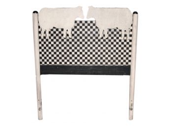 Rare Double Cow Checkerboard Bed Headboard
