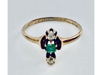 14K Tested Pinky Ring With Emerald 1.1Grams