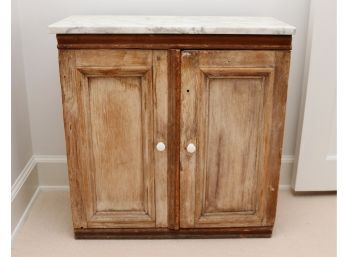 Marble Top Distressed Look Cabinet Table