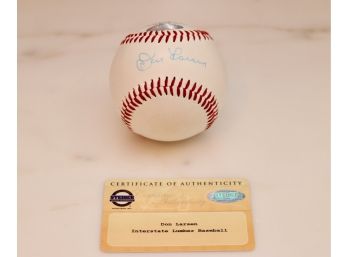 Authentic Don Larsen Autographed Baseball With Certificate Of Authenticity