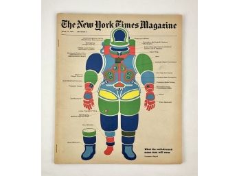 Vintage July 1969 New York Times Magazine With Space Man Wardrobe Serigraph And Article