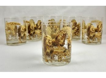 Set Of 6 Vintage Tastesetter Lion Pride Barware Glasses