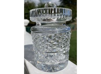 Waterford Crystal Honey Jar W/ Lid Condiment Jam Unmarked 1.2 Lbs