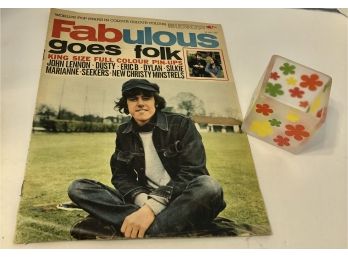 2 'Mod' Items -  1965 Edition FAB Magazine ( Donovan, John Lennon, Beatles, Dylan) & 60's Style Candleholder