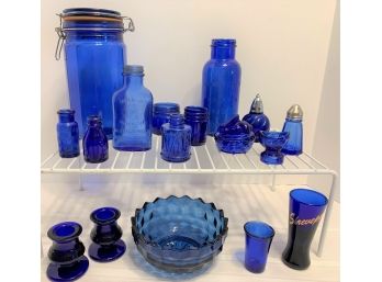 Large Cobalt Blue Lot-bromo Seltzer, Vicks, Noxema, Wyeth Eye Cup, Drum Ink Bottle, Rabbit On Nest, More!