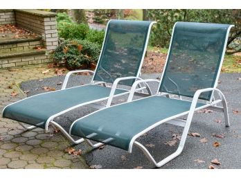 Set Of Adjustable Reclining 'Telescope' Mesh Lounge Chairs