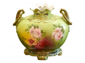Antique Royal Bayreuth Bavaria Double Handle Floral Vase