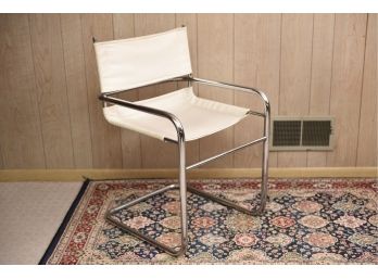 Vintage Directors Chrome Frame Chair With Leather Seat And Backrest