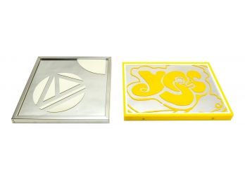 Two Mod Mirrors - Poly Sculp Yellow Mirror By Marion Kofman And Silver Mirror