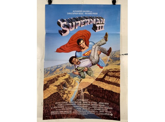 Vintage Folded One Sheet Movie Poster Superman III