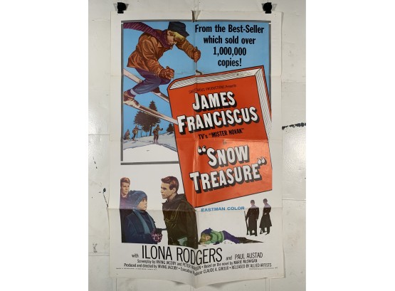 Vintage Folded One Sheet Movie Poster Snow Treasure 1968