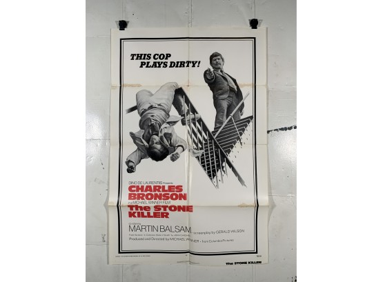 Vintage Folded One Sheet Movie Poster The Stone Killer 1973